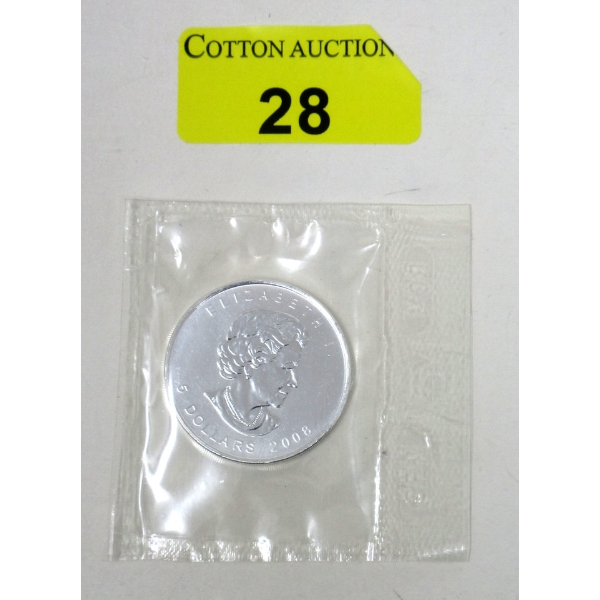 1 Oz .9999 Silver 2008 Flex Sealed Maple Leaf Coin 