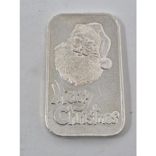 1 Oz .999 Silver 1986 Merry Christmas Bar