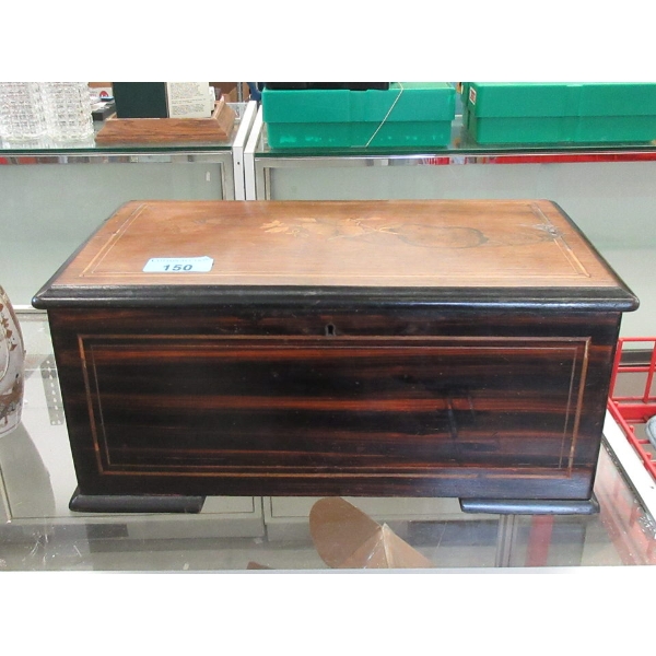 Large Antique Swiss Inlaid Rosewood Music Box