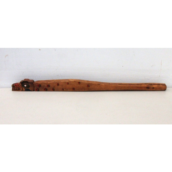 Carved & Painted First Nations 38" Cane - Abalone Eye