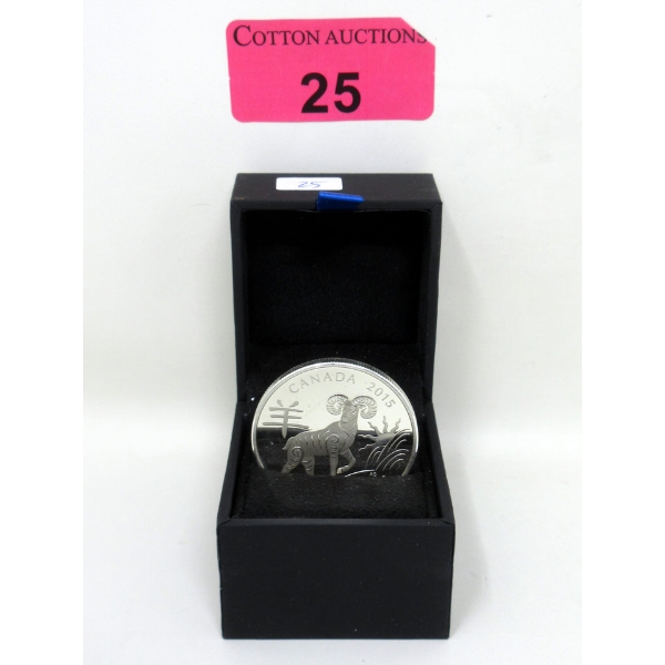1+ Oz .9999 Silver 2015 Canadian Year of the Sheep Coin 