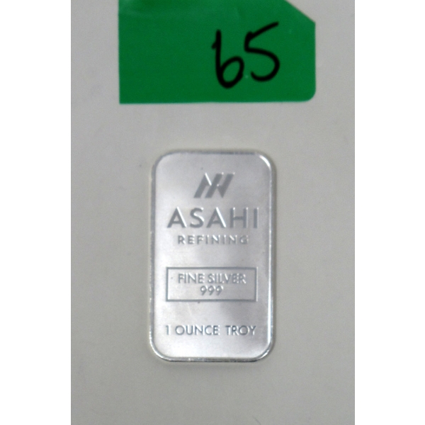 1 Oz .999 Silver Asahi Refining Bar 