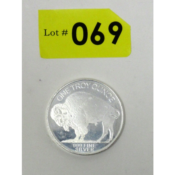 1 Oz .999 Silver Indigenous/Buffalo Art Round 