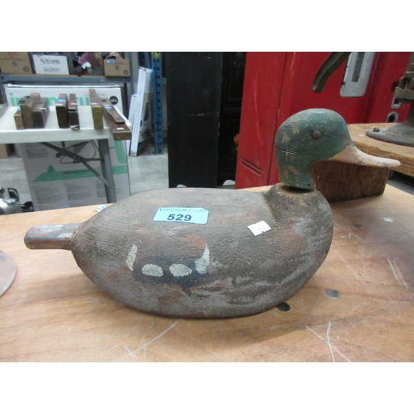 Vintage Wood Duck Decoy with Mallard Head - Working