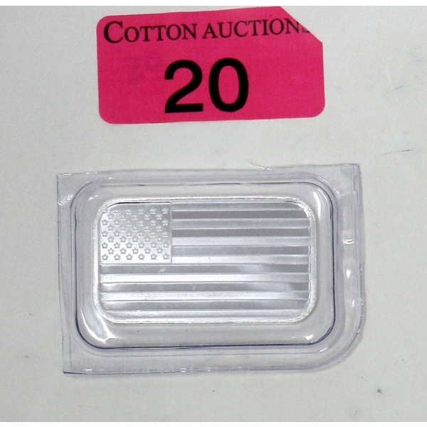 1 Oz .999 Silver American Flag Bar 