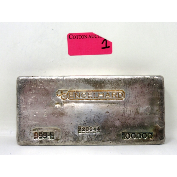 100 Oz .999+ Silver Vintage Engelhard Bar 