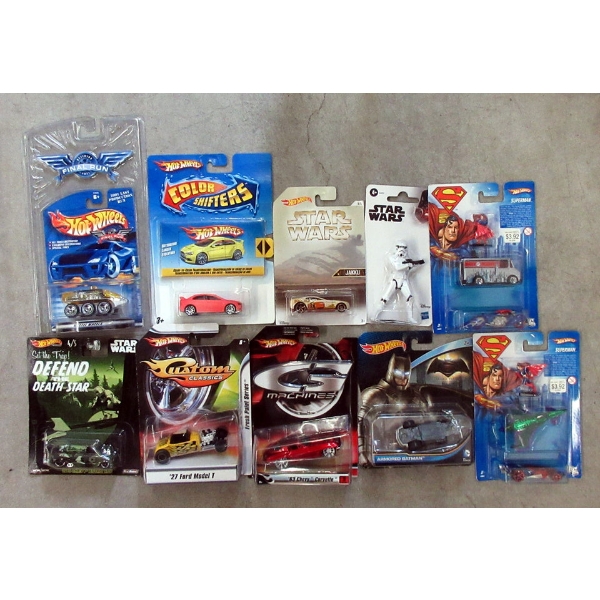 10 Assorted Hot Wheels Vehicles & Figurines