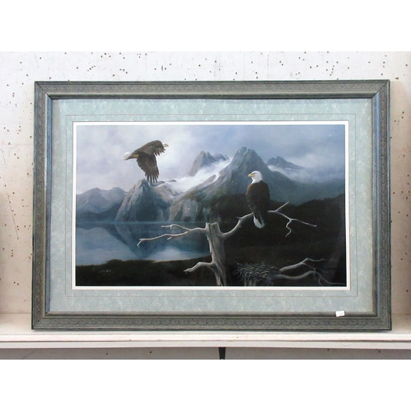 David Jean "Eagle & Inukshuk" Framed Print
