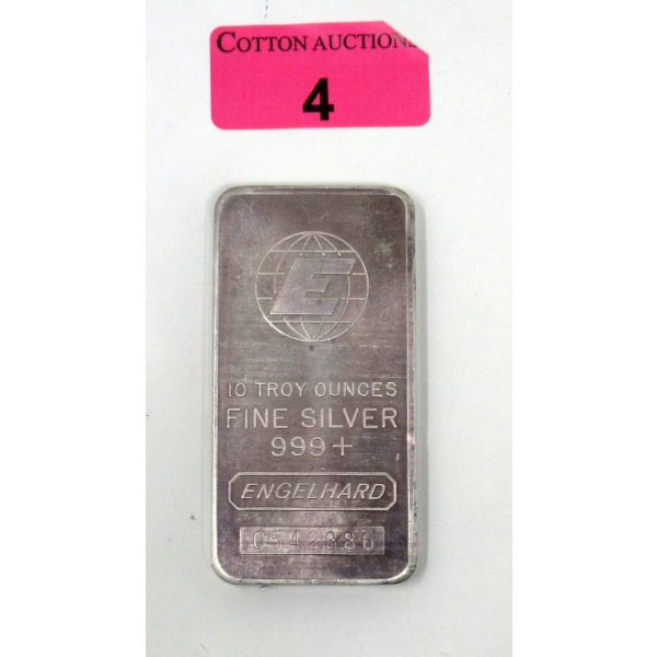 10 Oz .999+ Silver Large "E" Engelhard Bar 
