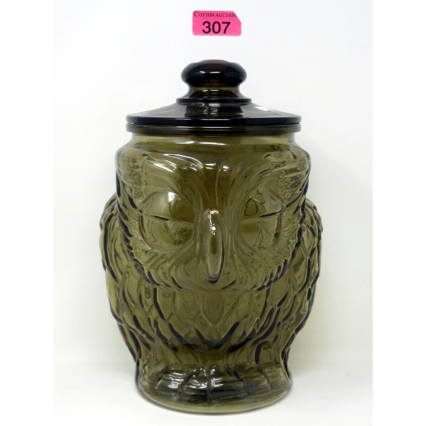 Large Vintage Libby Art Glass Owl Cookie Jar