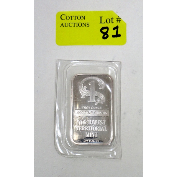 1 Oz .999 Silver Northwest Territorial Mint Bar 