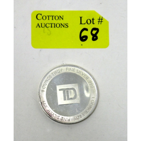 1 Oz .999 Silver TD Bank Investor Round 