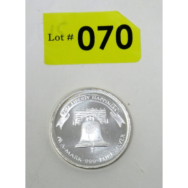 Vintage 1 Oz .999 Silver 1984 Liberty Bell A-Mark Round 