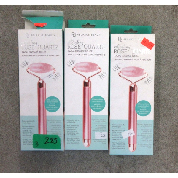 3 New Vibrating Rose Quartz Facial Massagers 