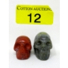 Image 1 : 20 Gram Flame Jasper & 32 Gram Larvikite 3D Skulls