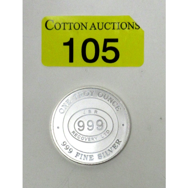 1 Oz .999 Silver JBR Ethically Sourced Round 