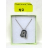 Image 2 : 1/2 CT Blue & White Diamond Heart Pendant