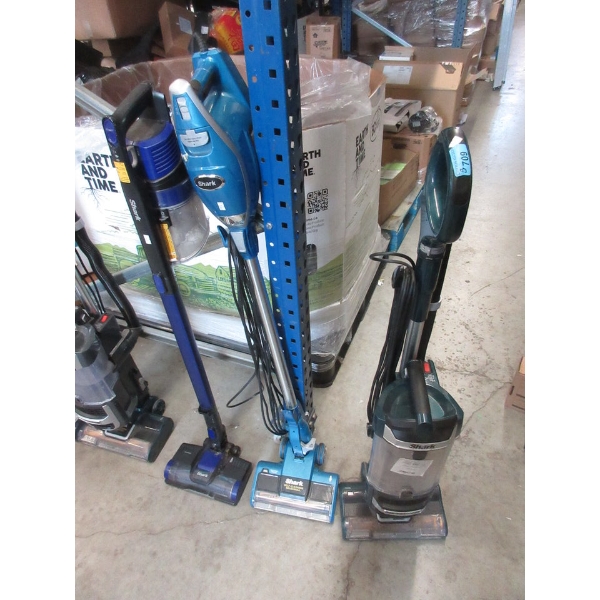 2 Corded & 1 Cordless Shark Upright Vacuum