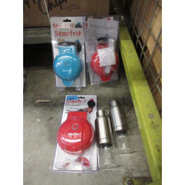 3 Starfrit Mini Waffle Makers & Pair of Salt & Peppers