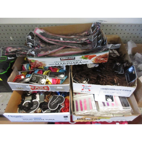 5 Flats of New Hair Extensions, Hair Ties & Bobby Pins