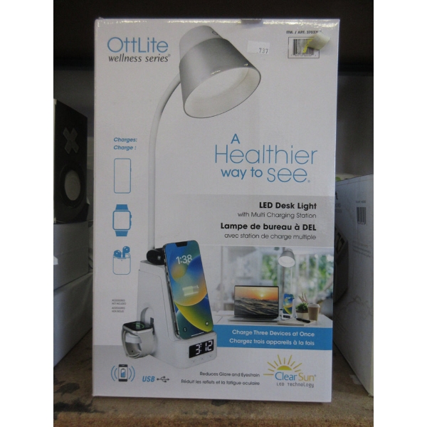 OttLite LED Desk Light with Multi Charging Station