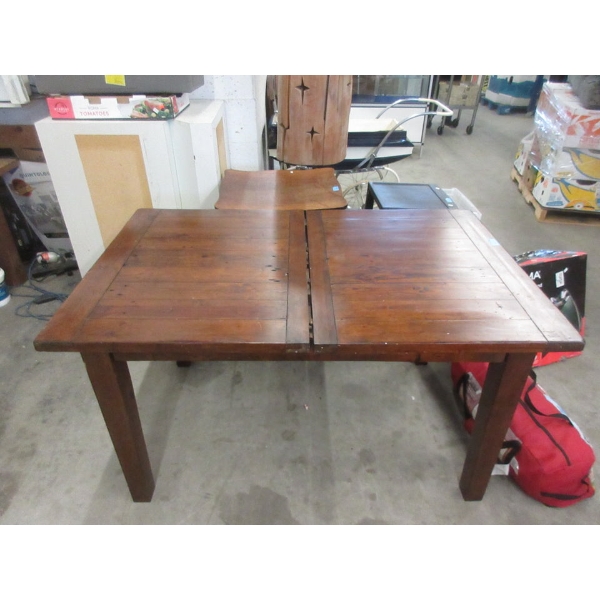 Wood Dining Table with Pop-Up Leaf