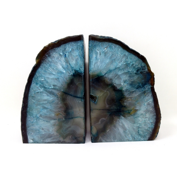Blue Brazilian Crystal Agate Bookend Set