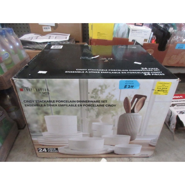 Cindy Stackable Porcelain Dinnerware Set - Creamy White