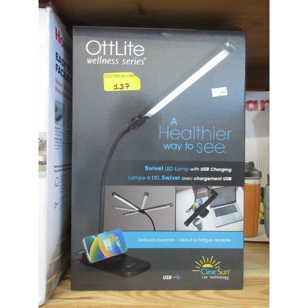 New OttLite Swivel LED Lamp w/ USB Charging Base