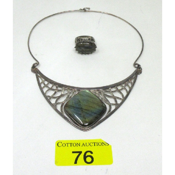 Sajen Sterling Silver Labradorite Ring & Necklace