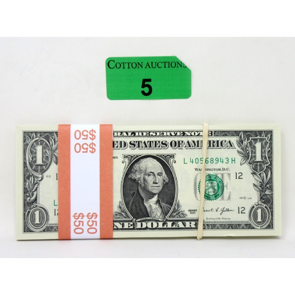 50 x $1 USD Uncirculated Sequentially Numbered Bundle 