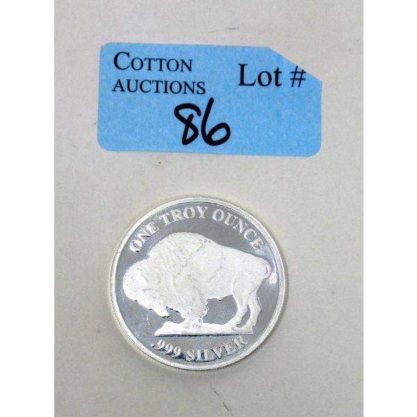 1 Oz .999 Silver Indigenous/Buffalo Round 