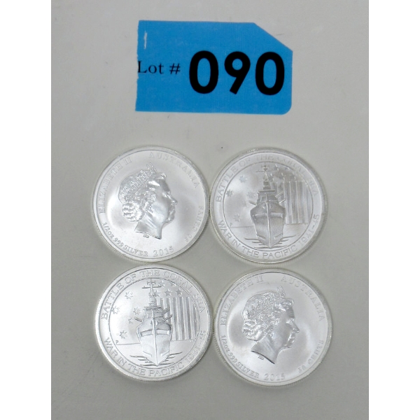 4 X 1/2 Oz .999 Silver 2015 Battle of the Coral Sea Coins