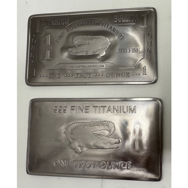 2 x 1 Oz Australian .999 Fine Titanium Bars