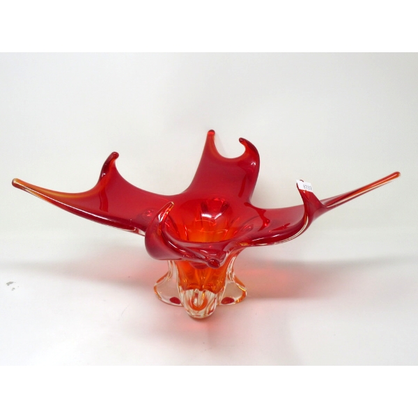 MCM Red Art Glass Vase - Believed to be Chalet