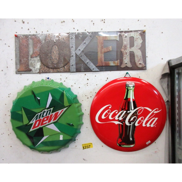 New Metal Coke, Mountain Dew, & Poker Sign