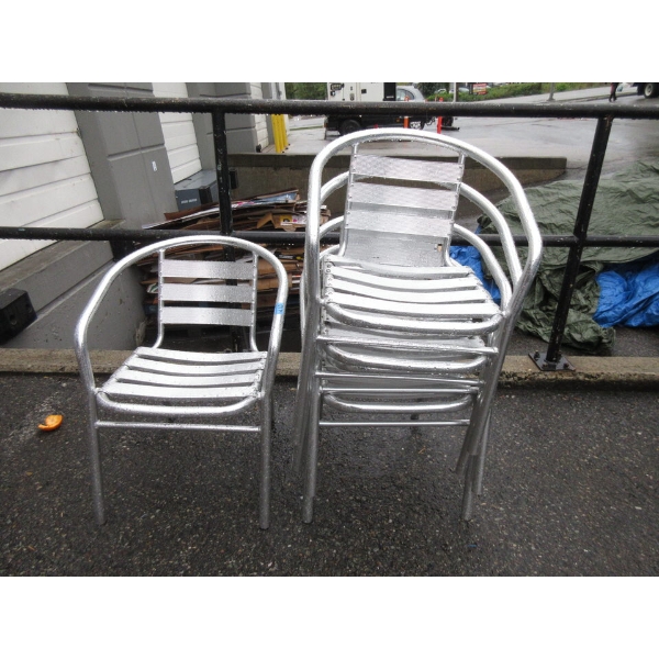 5 Metal Stacking Arm Chairs - Preowned - As Is