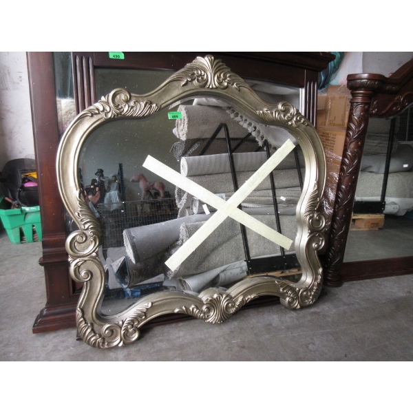 Large Gold-Tone Ornate Wall Mirror - 45" x 44"
