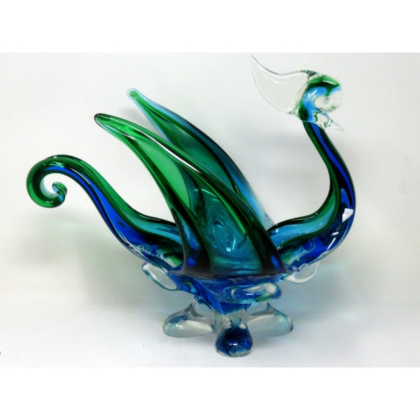MCM Green/Blue Canadian Art Glass Bird Bowl
