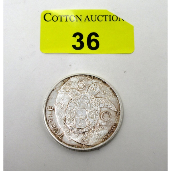 1 Oz .999 Silver 2022 Turtle NIUE Coin 