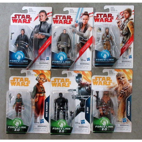 6 Disney Hasbro 2017 Star Wars Force Link Figurines