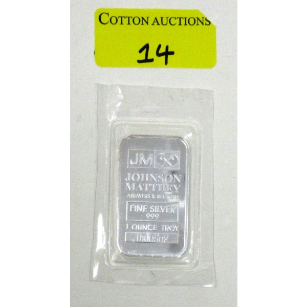 1 Oz .999 Silver Johnson Matthey B-Series #100502 Bar 