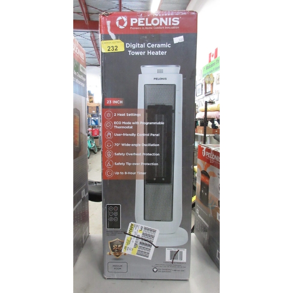 Pelonis Digital Ceramic Tower Heater - 2 Settings