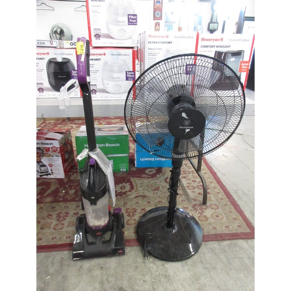 Pedestal Fan & Bissell Compact Upright Vacuum