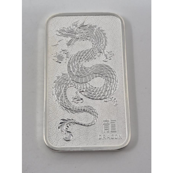 1 Oz .9999 Silver Australian Dragon Bar