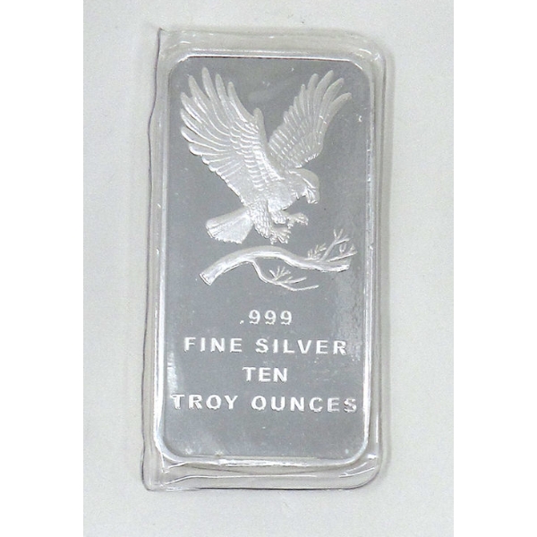 10 Oz .999 Silver Eagle SilverTowne Bar 