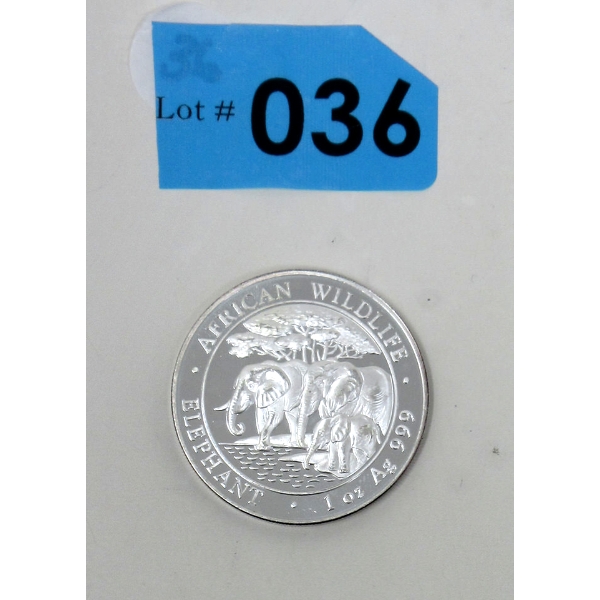 1 Oz .999 Silver 2013 African Wildlife Elephant Coin