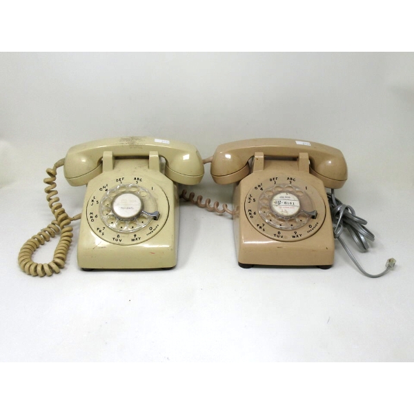 1 Ivory & 1 Beige Rotary Dial Telephone - Vintage