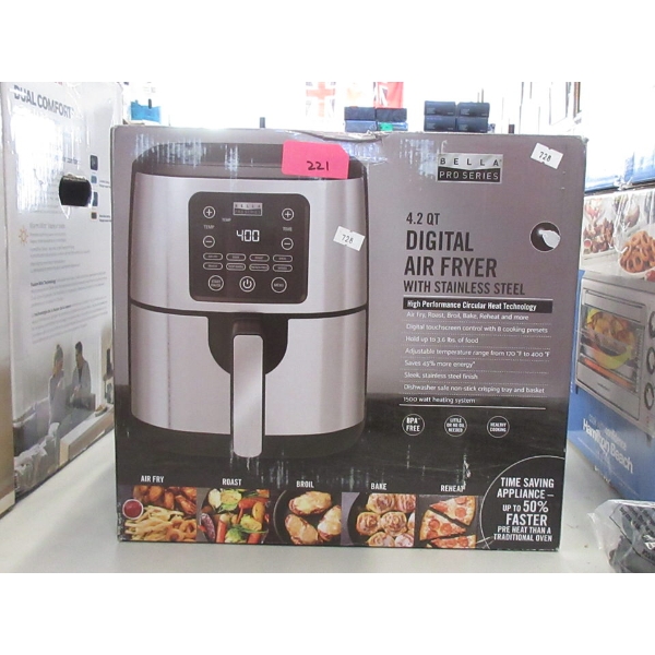 Bella Pro Series 4.2 QT Digital Touch Screen Air Fryer