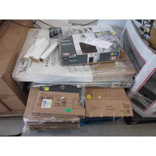 Skid of Assorted Flat Pack Furniture